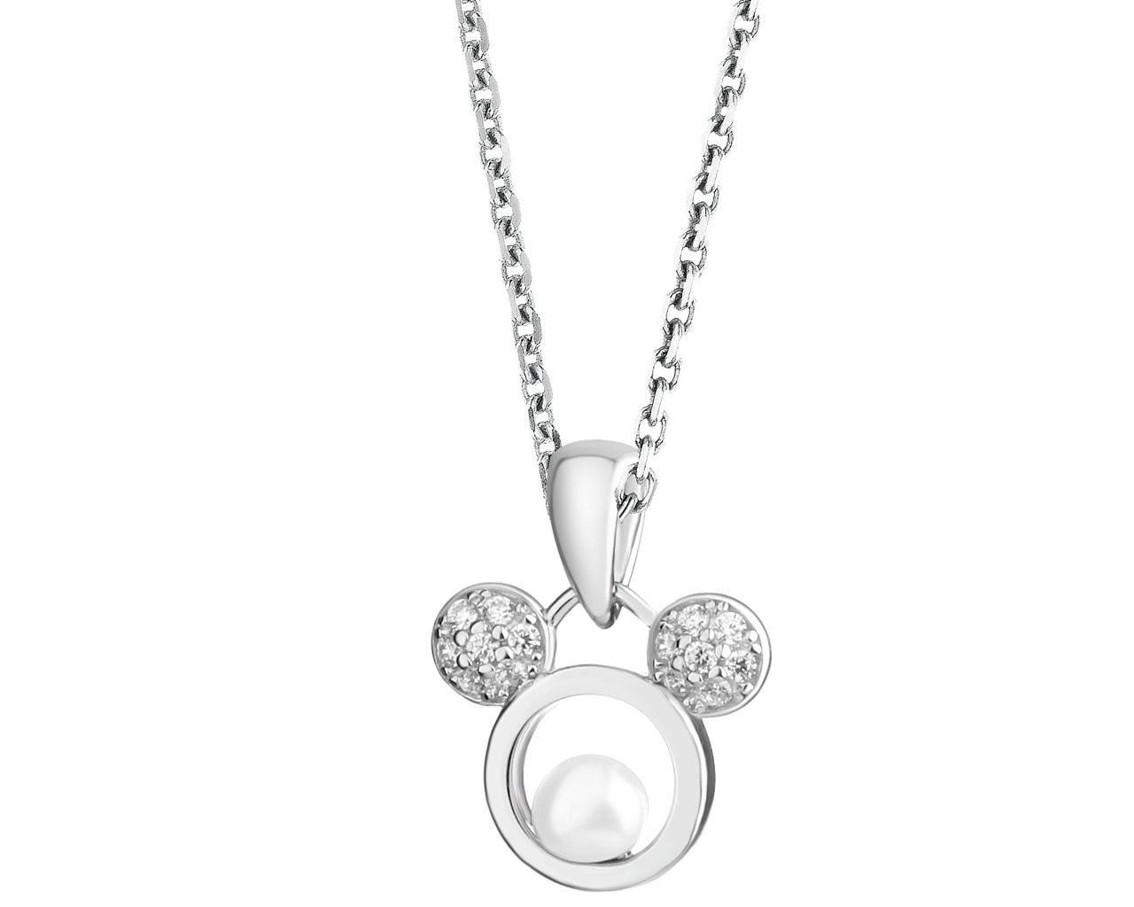 Zawieszka srebrna z perłą i cyrkoniami - Myszka Mickey, Disney
