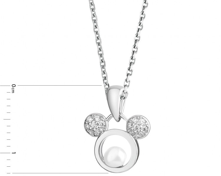 Zawieszka srebrna z perłą i cyrkoniami - Myszka Mickey, Disney