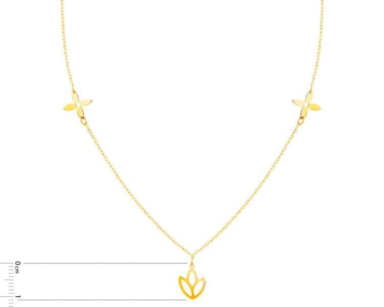 Złoty naszyjnik, ankier- kwiat lotosu