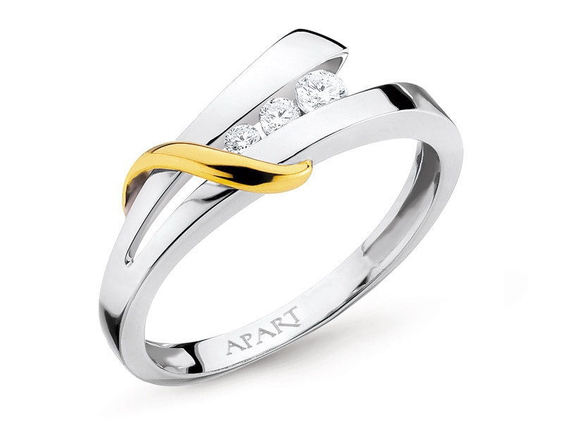 Prsten z bílého a žlutého zlata s brilianty 0,11 ct - ryzost 585