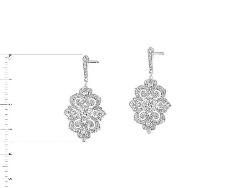 Silver earrings with zircons - rosettes