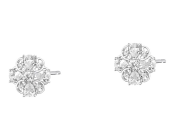 Silver earrings with zircons - rosettes