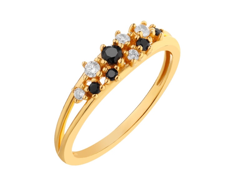 Gold-plated silver ring with zircons