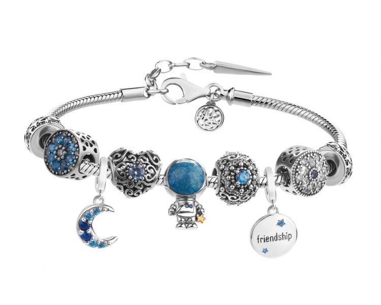 Bransoletka beads - zestaw - Księżyc, gwiazdy, planety, astronauta, serce, kwiaty