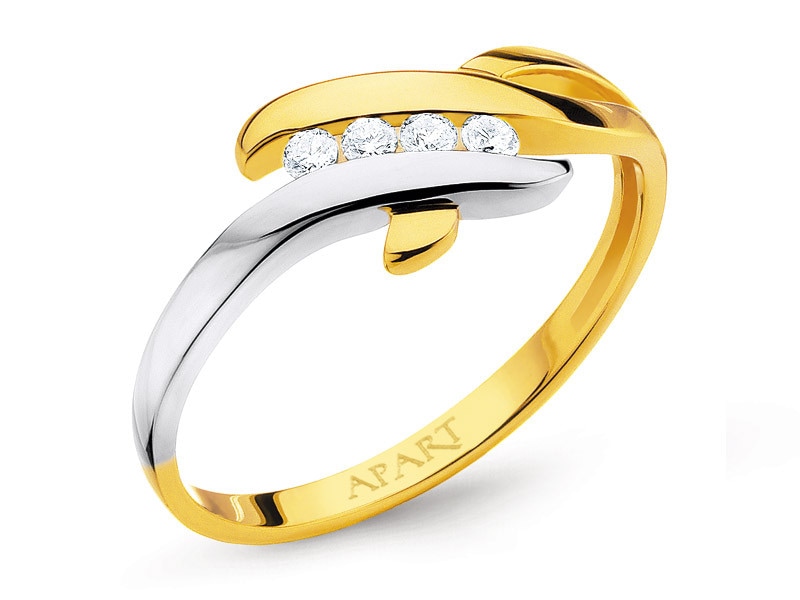 Yellow and white gold ring with brilliants 0,07 ct - fineness 585