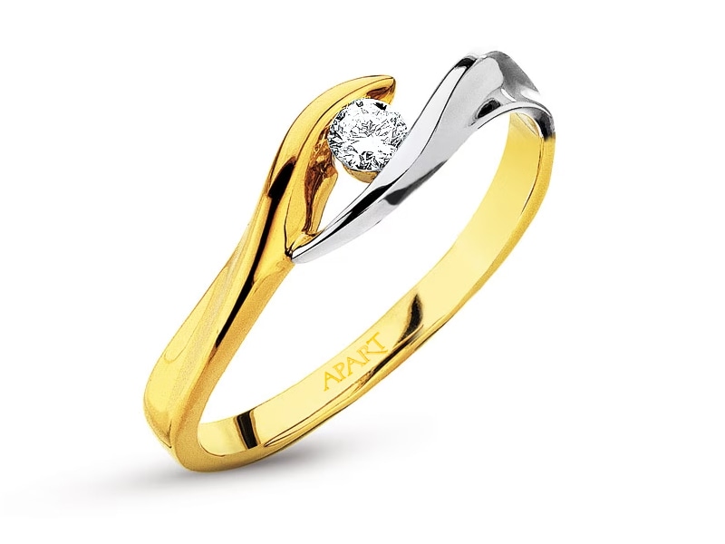 Prsten ze žlutého a bílého zlata s briliantem 0,07 ct - ryzost 585
