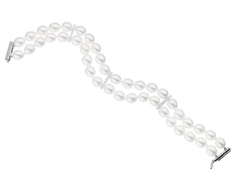 Bransoletka z perłami, diamentami i elementami białego złota 0,13 ct - próba 585