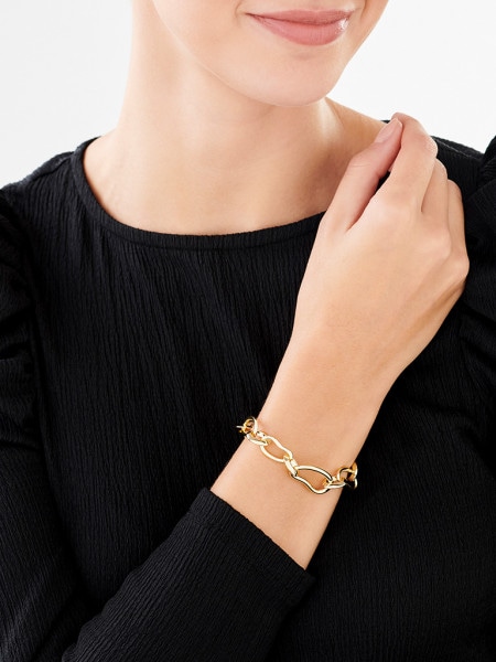 Gold-plated brass bracelet with cubic zirconia