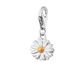 Zawieszka srebrna charms z cyrkoniami - kwiat