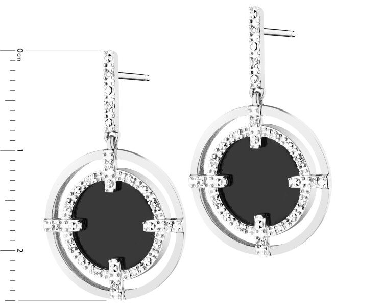 14 K Rhodium-Plated White Gold Dangling Earring - fineness 14 K