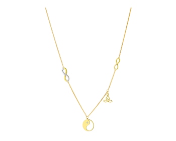 Zlatý náhrdelník s diamanty - yin yang, nekonečno 0,01 ct - ryzost 585