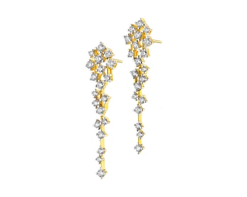 Gold earrings with diamonds 1 ct - fineness 14 K
