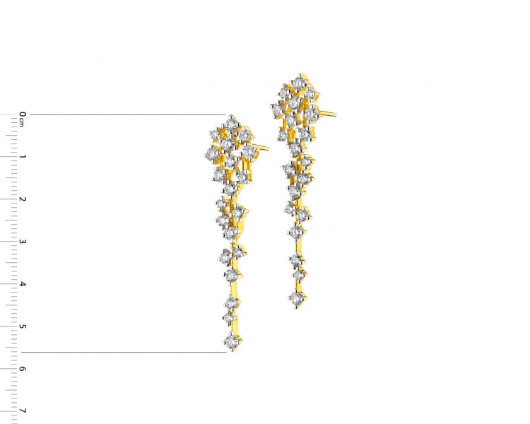 Gold earrings with diamonds 1 ct - fineness 14 K