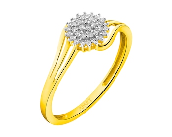 Gold ring with diamonds 0,12 ct - fineness 14 K
