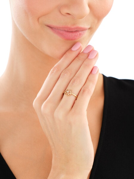 Gold ring with diamond - lotus flower - 0,004 ct - fineness 9 K