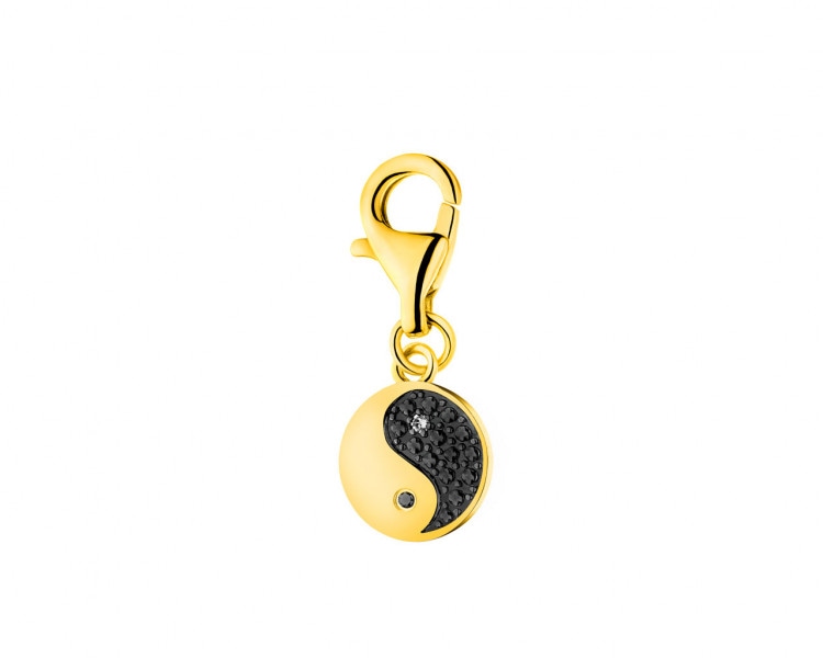 Zawieszka charms z żółtego złota z diamentami - yin yang - próba 375