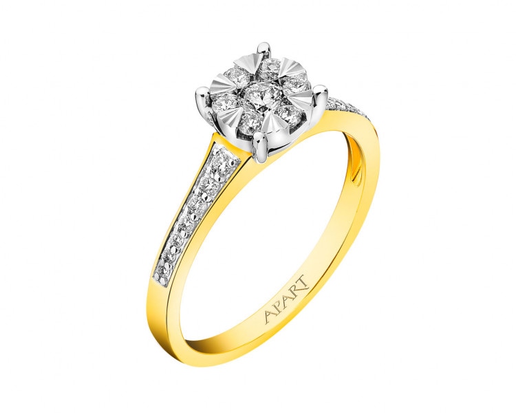 Yellow and white gold ring with diamonds 0,34 ct - fineness 585