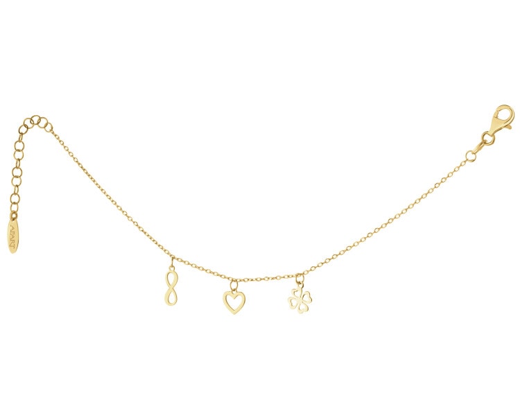 Bransoletka srebrna - nieskończoność, serce, koniczyna