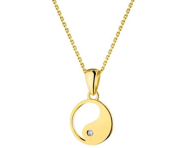 Yellow gold pendant with diamond - yin yang 0,006 ct - fineness 14 K