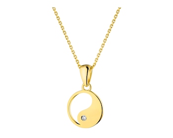 Zlatý přívěsek s diamantem - yin yang 0,006 ct - ryzost 585