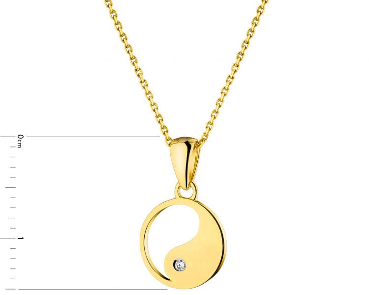 Yellow gold pendant with diamond - yin yang 0,006 ct - fineness 14 K
