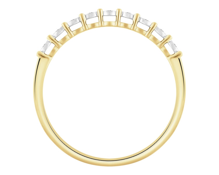 Pierścionek z żółtego złota z diamentami - 0,03 ct - próba 585