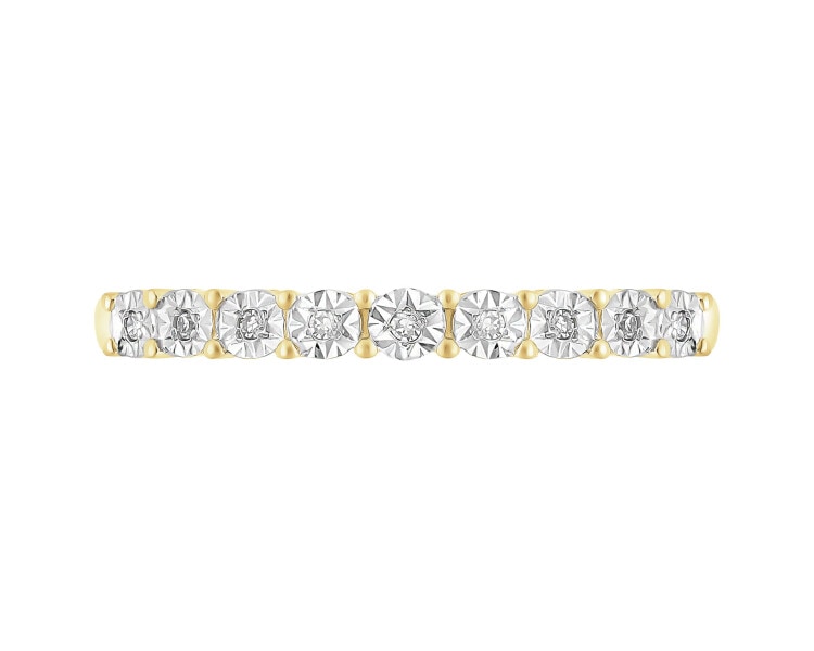 Pierścionek z żółtego złota z diamentami - 0,03 ct - próba 585