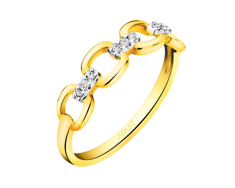 Zlatý prsten s diamanty 0,05 ct - ryzost 585