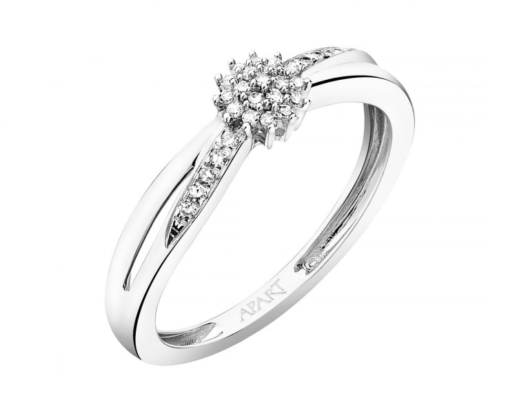 750 Rhodium-Plated White Gold Ring with Diamonds 0,06 ct - fineness 14 K