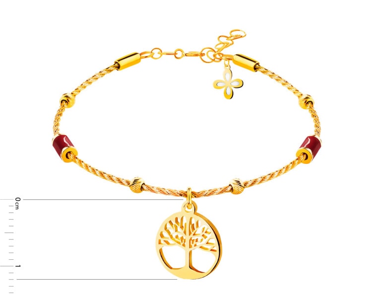 Złota bransoletka z emalią - drzewko