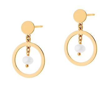 Silver earrings with pearls - circles