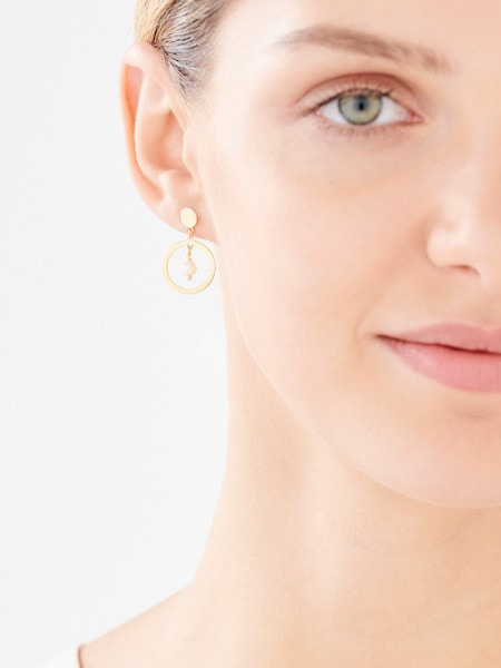 Silver earrings with pearls - circles