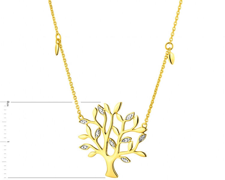 Náhrdelník ze žlutého zlata s diamanty - strom 0,01 ct - ryzost 585