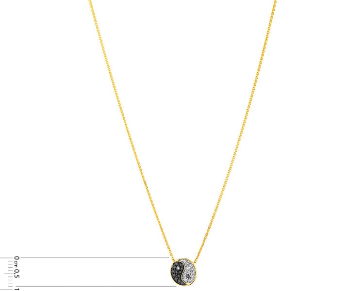 Zlatý náhrdelník s diamanty - jin a jang - ryzost 585