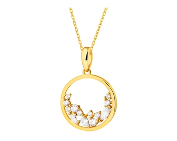 Silver pendant with cubic zirconia - circle