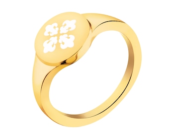 Stainless steel ring with enamel - signet ring