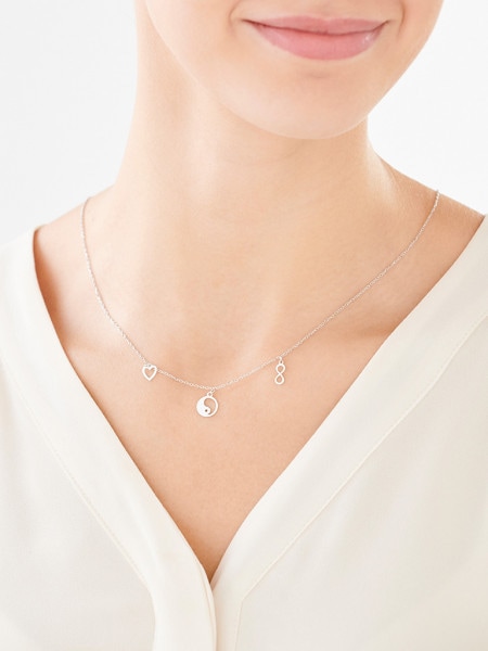 Silver necklace - yin yang, heart, infinity