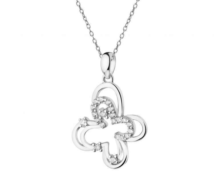 Silver pendant with cubic zirconia - butterfly