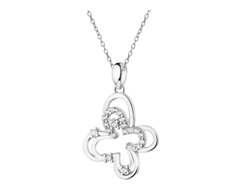 Silver pendant with cubic zirconia - butterfly