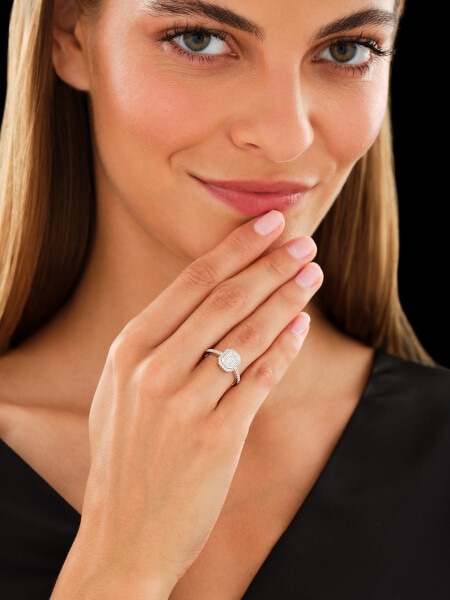 Pierścionek z białego złota z diamentami - 0,58 ct - próba 750