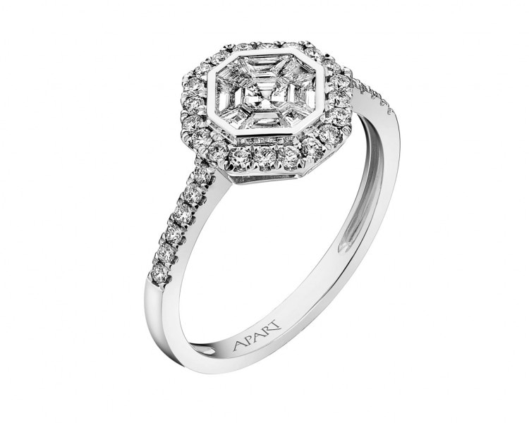 Prsten z bílého zlata s diamanty 0,68 ct - ryzost 750