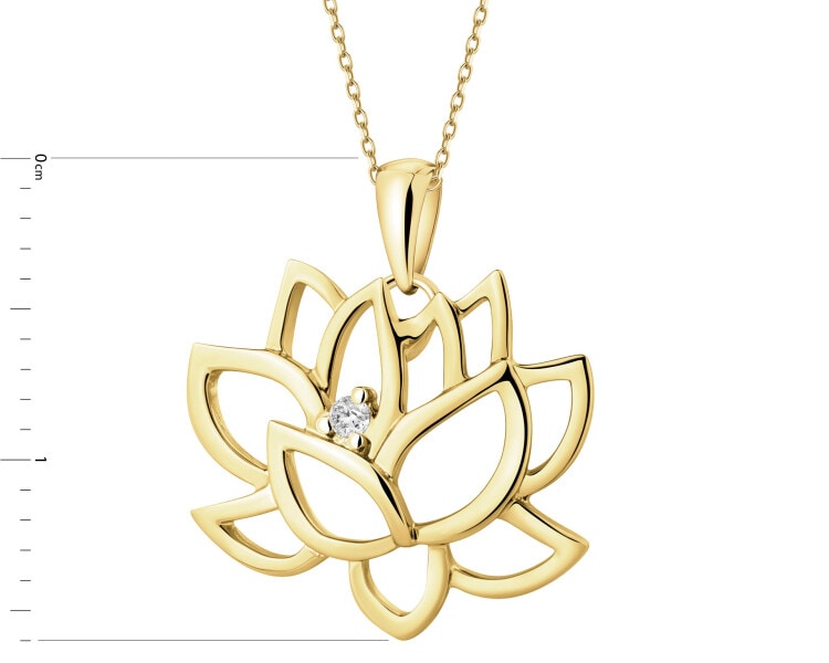 9 K Rhodium-Plated Yellow Gold Pendant with Diamond - 0,01 ct - fineness 9 K