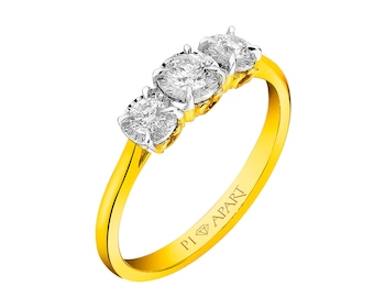 Yellow and white gold ring with diamonds 0,30 ct - fineness 585