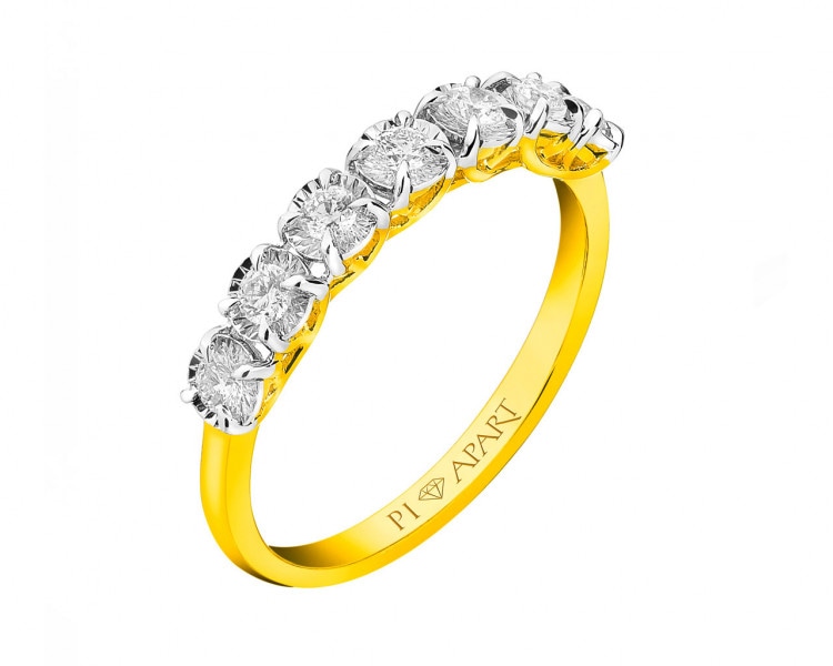Yellow and white gold ring with diamonds 0,26 ct - fineness 585