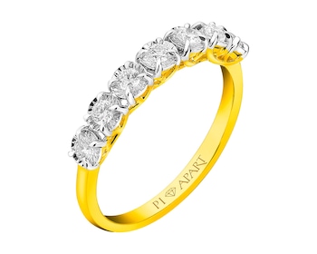 Yellow and white gold ring with diamonds 0,28 ct - fineness 585