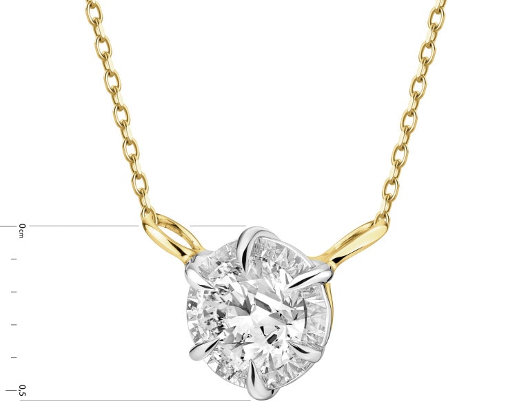 585 Yellow And White Gold Plated Necklace with Diamond - 0,14 ct - fineness 585