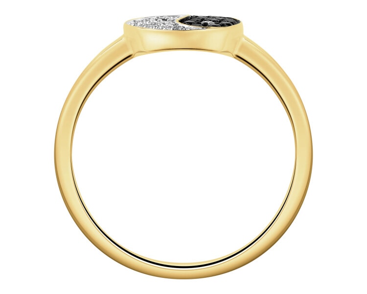 Gold ring with diamonds - yin yang - 0,16 ct - fineness 14 K
