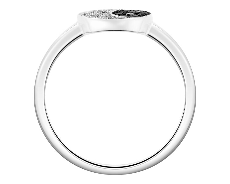 White gold ring with diamonds - yin yang - 0,16 ct - fineness 14 K