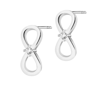 Silver earrings with zircons - infinity