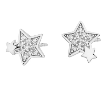 Silver earrings with zircons - stars